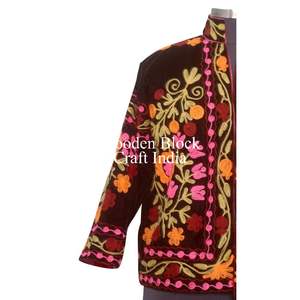 Chaqueta Elegante de Terciopelo Suzani con Bordado Floral, Transpirable, Relleno de Algodón, Resistente al Viento, para Mujeres y Niñas, Regalo para Eventos de Primavera e Invierno - Product Image 2