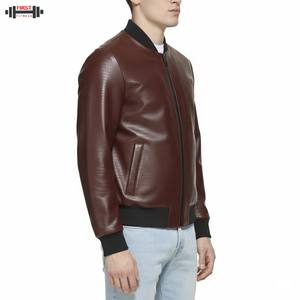 Veste en cuir tendance personnalisée pour homme, en cuir de vache véritable, col montant, fermeture éclair, matelassée, tendance, vêtement d'extérieur d'hiver, imperméable, respirant - Product Image 4