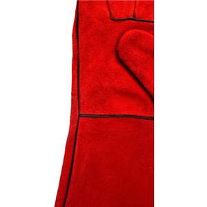 Guantes de soldadura de cuero dividido de vaca de alta calidad rojo anticorte transpirable y anticalor al por mayor - Product Image 3