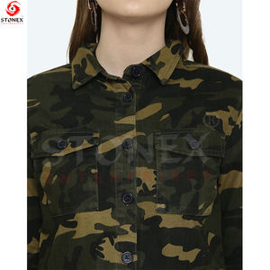 แจ็กเก็ตผ้ายีนส์ลายพลางแบบปรับแต่งได้ใส่สบายดีไซน์ล่าสุดผ้าคอตตอนพิมพ์ลายพราง - Product Image 4