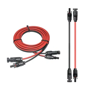 Shunkonn rouge noir 3M 4mm2 XLPE isolé câble d'extension solaire de fil de conducteur solide pour le système photovoltaïque solaire