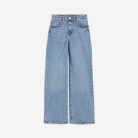 Celana Jeans Wanita Musim Panas Trendi Bernapas Warna Gelap Model Kaki Lebar Pinggang Tinggi Ukuran Besar Denim Longgar Fit Baggy 100% Katun Elegan Kasual