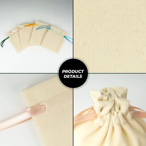 Blush Pink Velvet Rose <b>Drawstring</b> <b>Pouch</b> with Screen Printing Finish Recyclable for Storing Jewelry or Gems 4 5 (10 13 Cm) - Product Image 3