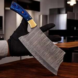 มีดสับเนื้อวัวคุณภาพสูงระดับมืออาชีพ ผลิตจากเหล็กกล้าดามัสกัสและสแตนเลส ด้ามไม้ งานฝีมือ สำหรับขายส่ง - Product Image 3