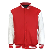Blouson aviateur universitaire à manches longues avec fermeture éclair et braguette pour hommes, rouge, blanc, couleur unie, pochettes combinées, hiver, produit d'usine au Bangladesh
