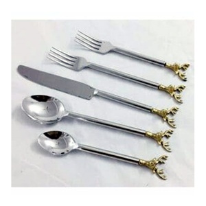 Più popolare 5 pezzi in acciaio inox <span class=keywords><strong>argenteria</strong></span> con manico in plastica posate posate Set per stoviglie da tavola Wedding usato - Product Image 5