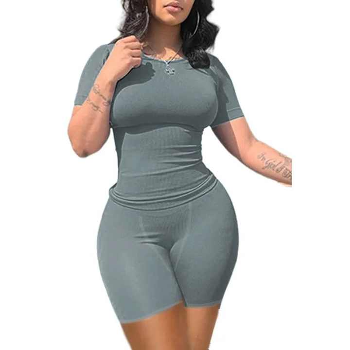 Customize Casual Plain Shorts Shirt 100% Cotton Breathable Women's Sets Stylish Slim Fit Summer 2 Piece Set Women