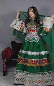 Wholesale Casual Fashion Vintage Clothing Afghani Dresses Hot Selling Maxi Length Flared 2 Piece Embroidered Frock & Dupatta Set - Product Image 5