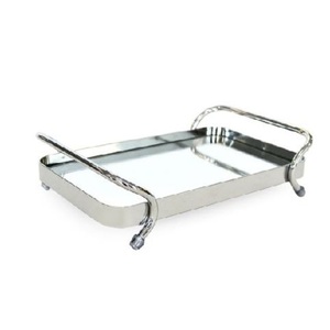 Venta caliente negro antiguo acabado bandeja café y cantina Catering uso comida aperitivos y postre servidor bandeja con asas - Product Image 2