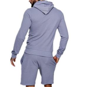 Men's XL Custom Logo Twin Sets <b>Sleeveless</b> Zipper <b>Hoodie</b> Short Gym Workout Tracksuit Breathable Printed Fabric for Summer Fitness - Product Image 5