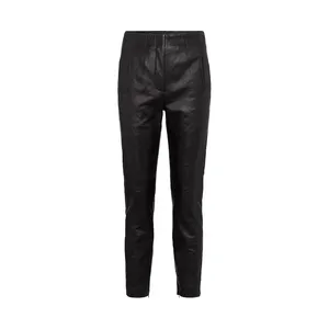 Pantaloni da donna all'ingrosso in PU autunno inverno abbigliamento moda vita alta pantaloni in pelle nera solida spessa donna