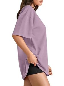Conjunto de camiseta oversize de verano para mujer, cuello redondo, manga corta, informal, talla grande, y pantalones cortos de gimnasio para mujer 2026 al por mayor - Product Image 3