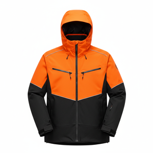 Chaqueta de Trabajo de Alta Visibilidad - Naranja y Negra con Capucha, Softshell con Tiras Reflectantes y Múltiples Bolsillos para Construcción en Exteriores - Product Image 1