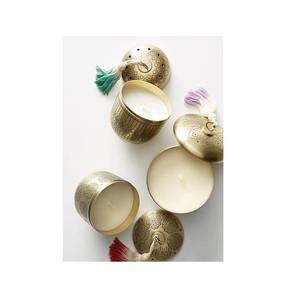 Pot à bougie en métal en acier inoxydable au design moderne avec couvercle, magnifique pot à bougie pour la décoration à la maison, les dîners - Product Image 1