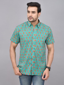 Hecho a mano verano algodón Kurti hombres Casual manga corta Slim Fit camisa diseño étnico tradicional gran regalo inspirado en ella último - Product Image 3