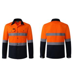 Chemise de travail orange de sécurité professionnelle pour hommes 100% coton respirant et grande taille réfléchissante en coton - Product Image 4