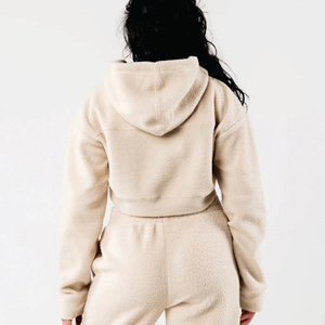 Sweat à capuche d'hiver en coton épais avec épaules tombantes pour femmes Sweat-shirt à capuche épais et ample avec cordon de serrage Veste légère et anti-rétrécissement - Product Image 3