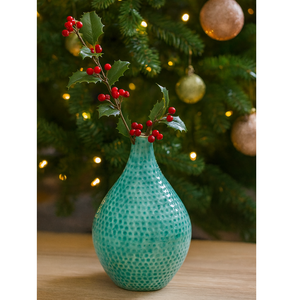 Jarrón verde azulado con textura elegante, decoración de cerámica moderna para vacaciones y florero doméstico para decoraciones navideñas - Product Image 1