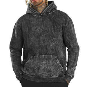 Sweat à capuche décontracté pour homme en coton 100% uni, doublé, avec logo sur le devant, respirant, séchage rapide, lavage à l'acide, pour l'extérieur, l'hiver - Product Image 6