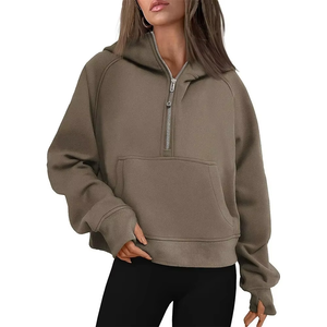 Sudaderas con capucha de alta calidad para mujer, jersey con cremallera de cuarto, sudaderas de gran tamaño, jersey con media cremallera y bolsillos, ropa de otoño - Product Image 5
