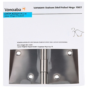 VORMANN Stainless Steel Rolled Hinge 10503 60mm Height & 60mm Width 1.2mm Thickness Square-Edged Cabinet Organizer Pack Size 10 - Product Image 3