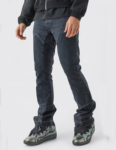 Pantalones vaqueros grises medios de hombre personalizados de la mejor calidad OEM 2025, transpirables, 100% algodón, de marca, relajados, rígidos, acampanados, al por mayor - Product Image 1