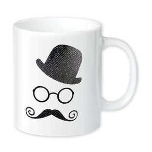 แก้วมัคสไตล์โมเดิร์น ลายหนวด แก้วทรงสูงขอบนิกเกิล ความจุ 200 มล. ใช้กับเครื่องล้างจานและไมโครเวฟได้ แก้วทรงสวยทันสมัย - Product Image 2