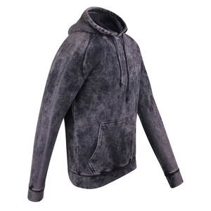 Sweat à capuche coton pull polaire surdimensionné en détresse lavé Vintage lavage à l'acide à capuche haute qualité poche avant sweats à capuche - Product Image 4