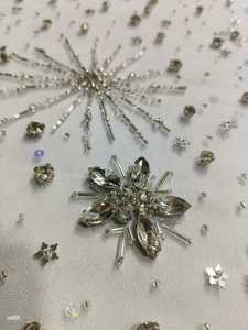 Premium Quality Hand Beaded Net Lace <b>Fabric</b> for Women's Evening Party Dresses Anti-Static and Blackout Features - Product Image 2