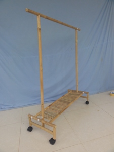 Estante de bambú para toallas, soportes de almacenamiento y perchero para ropa, toallero plegable de bambú, soporte colgante negro - Product Image 2