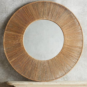 Espejo Redondo de Yute Hecho a Mano Estilo Vintage Vietrustic, Decoración de Pared Ecológica de Color Natural para Muebles de Sala de Estar - Product Image 3