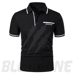 Camisa de Manga Corta para Hombre Bloodline, Color Sólido, Algodón Transpirable, Tejido de Punto, Secado Rápido, Corte Regular Formal, Marrón - Product Image 3