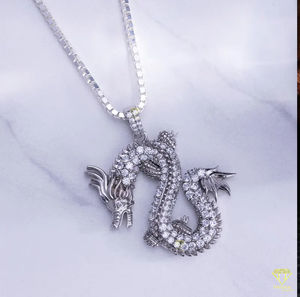 Collier pendentif dragon chinois hip-hop pour homme, argent sterling 925 avec diamants moissanite VVS, bijoux dragon glacés - Product Image 5