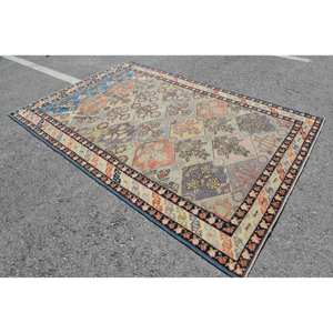 Alfombra Tradicional de Lana Beige Ecológica de 6.4 x 9.6 pies, Alfombra Clásica Grande de Estilo Vintage Turco con Parches y Base de Látex para Comedor - Product Image 2