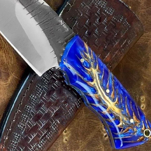 Couteau à dépecer en acier Damas fait main, personnalisable, étui en cuir de vache OEM - Product Image 5