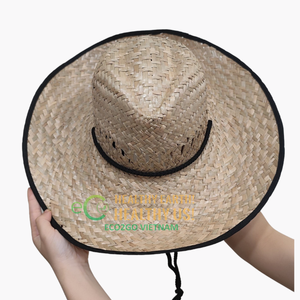 Chapeau d'été en paille de style 2025, chapeau en paille pour hommes, chapeaux en paille avec logo personnalisé de Eco2go Vietnam - Product Image 6