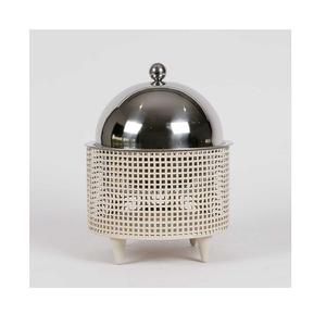 Juego de platos para servir con calentador de alimentos de metal de dos platos para servir alimentos de forma redonda de diferentes tamaños para uso de vajilla - Product Image 5