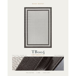 พรมโพลีเอสเตอร์แบบซักได้สำหรับขายส่ง รุ่น THE BORDURE TB004 สีแอนทราไซต์ ผลิตด้วยเครื่องจักรจากตุรกี เหมาะสำหรับห้องนั่งเล่น โรงแรม และโครงการต่างๆ - Product Image 2