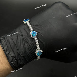 สร้อยข้อมือเทนนิสทรงหัวใจเงินแท้ 925 ประดับเพชรโมอิสซาไนต์สีชมพู ดีไซน์โรแมนติก สำหรับผู้หญิง เป็นของขวัญ - Product Image 1