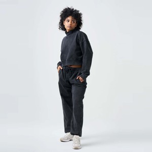 Sweat-shirt à col montant en éponge pour femmes-Ensemble de vêtements de détente deux pièces confortable et confortable, parfait pour une tenue décontractée et la détente - Product Image 3