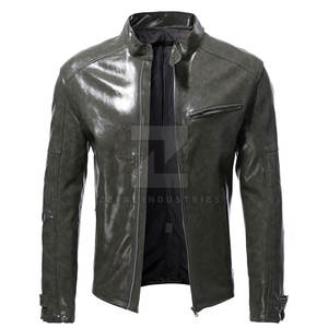Veste en cuir pour homme d'hiver respirante coupe-vent imperméable de couleur personnalisée avec col montant logo frontal coupe ajustée manches longues - Product Image 1