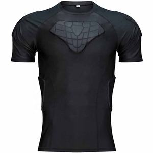 2026 Black <b>Mens</b> Training <b>padded</b> <b>shirt</b> Compression Protective Wear Wholesale - Product Image 1