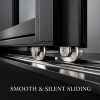 Schwarzes Aluminium-Schiebefenster Doppelt Verglast Gehärtetes Glas Horizontales Schiebefenster Modern Minimalistisch