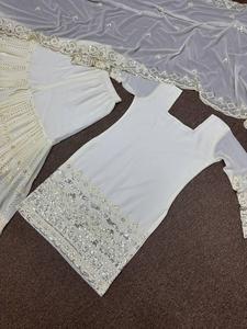 <b>Presenting</b> New Designer Wedding Wear Faux Georgette Sequence Embroidery Work Top and Sharara With Sequence Work Dupatta - Product Image 4