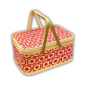 Cestas de Almacenamiento Rectangulares de Bambú Tejidas a Mano de Estilo Vintage con Diseños Florales para Regalos, Ropa y Juguetes - Product Image 1