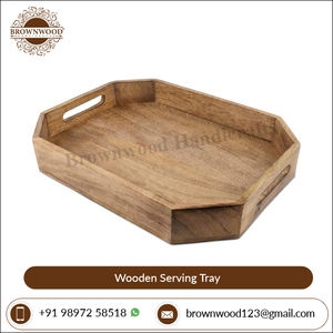 Élégant plateau de service octogonal en bois d'acacia fait à la main, parfait pour la maison, la table à manger, la cuisine, le fournisseur indien. - Product Image 6