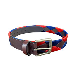 Cinturón de cuero genuino con logotipo personalizado estilo lujoso informal de alta calidad para jóvenes elegantes en latón macizo rojo y azul auténtico - Product Image 3