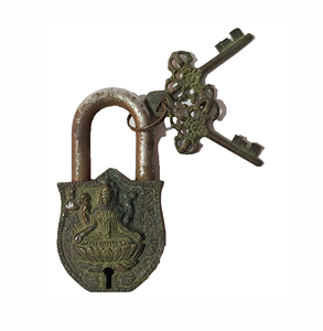 High Quality Safety Brass Keyed Padlock Hook Shape Brass Padlock Combination Security keyed Padlock Antique Laxmi ji <b>Lock</b> - Product Image 1