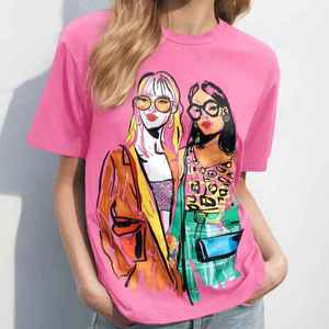 เสื้อยืดแขนสั้นผ้าฝ้าย 100% ระบายอากาศได้ดีสำหรับผู้หญิงในฤดูร้อน - Product Image 1