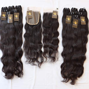 Mèches de cheveux vierges à Deep Wave avec Lace Closure frontale 5x5 6x6 avec mèches indiennes bouclées, mèches de cheveux bruts avec Closure HD fine - Product Image 2